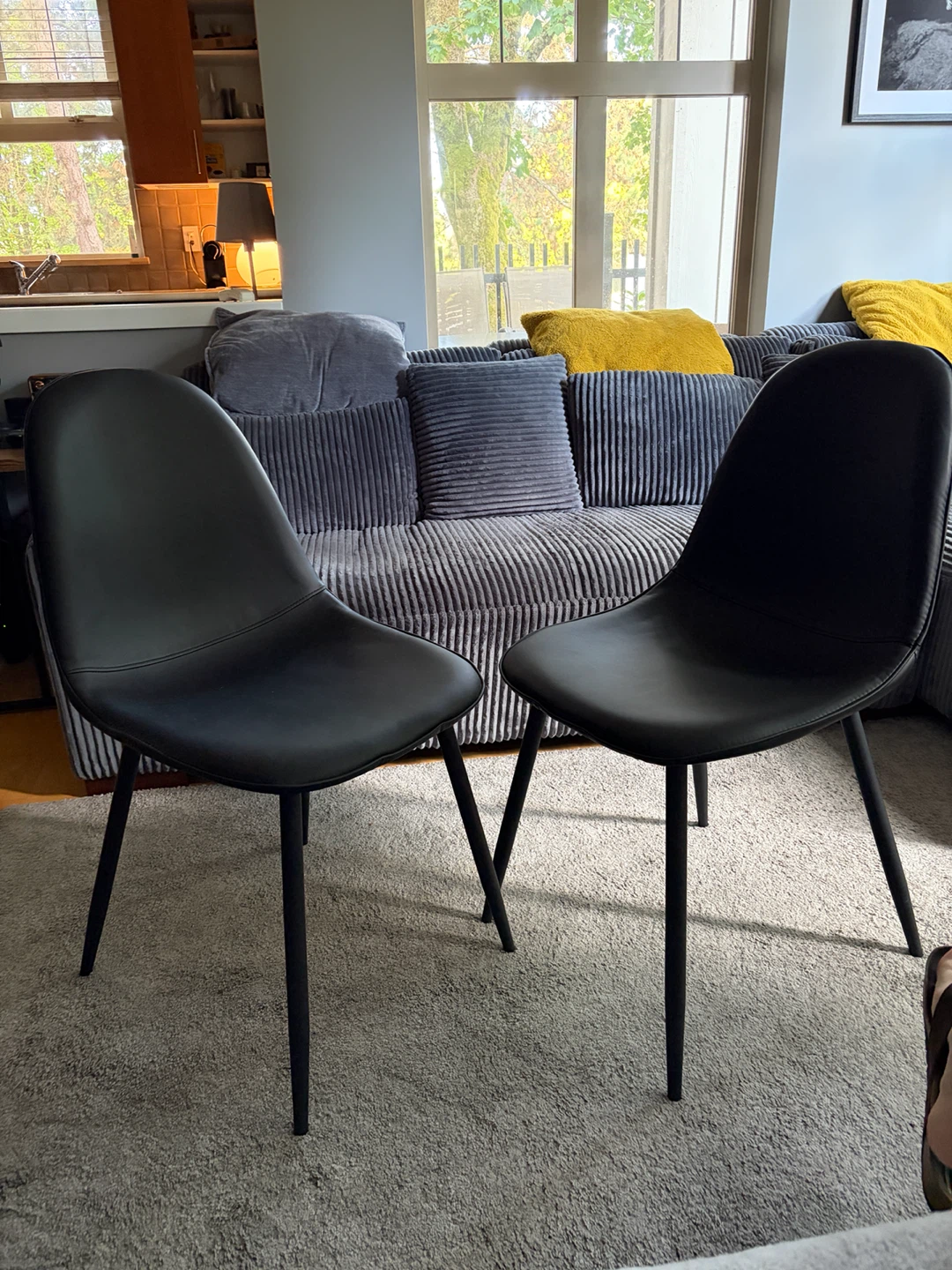 Black Faux Leather Dining Chairs – Set of 2 - photo 2