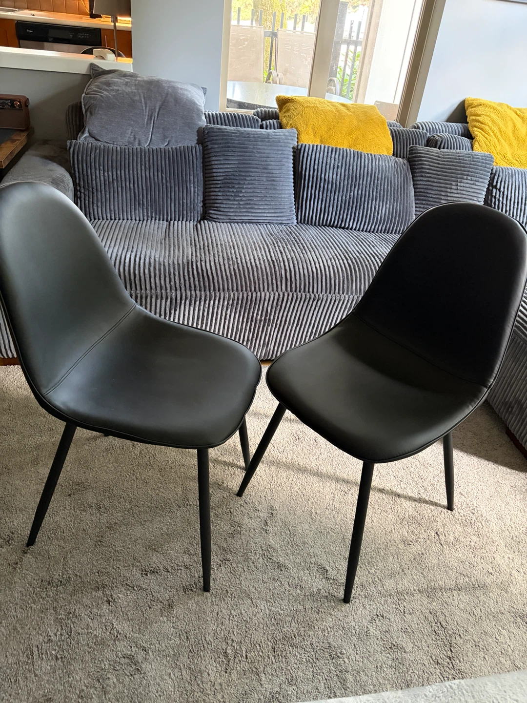 Black Faux Leather Dining Chairs – Set of 2 - photo 3