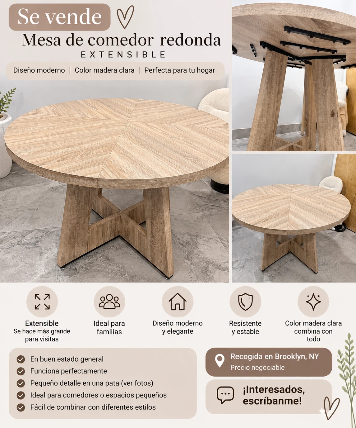 Modern Round Extendable Dining Table