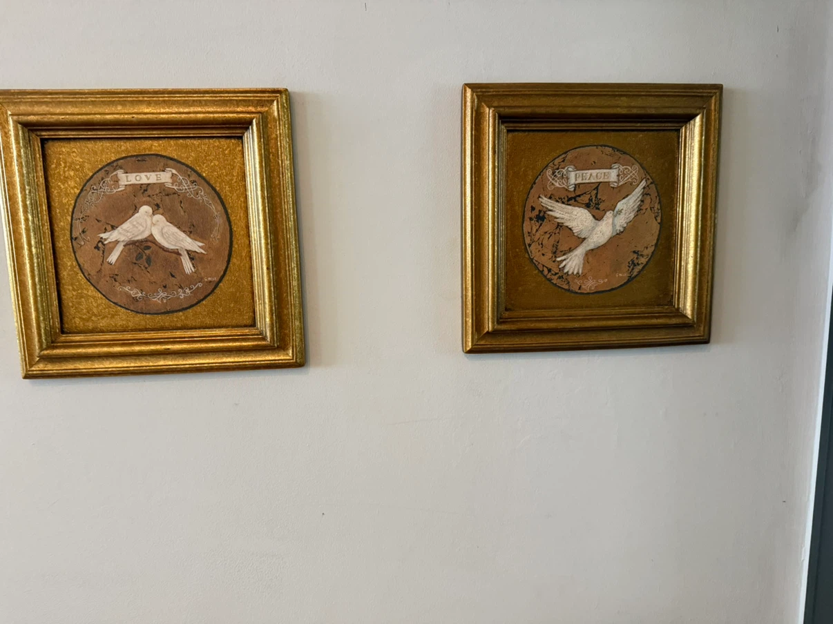 Set of Two Vintage Dove Wall Art Prints