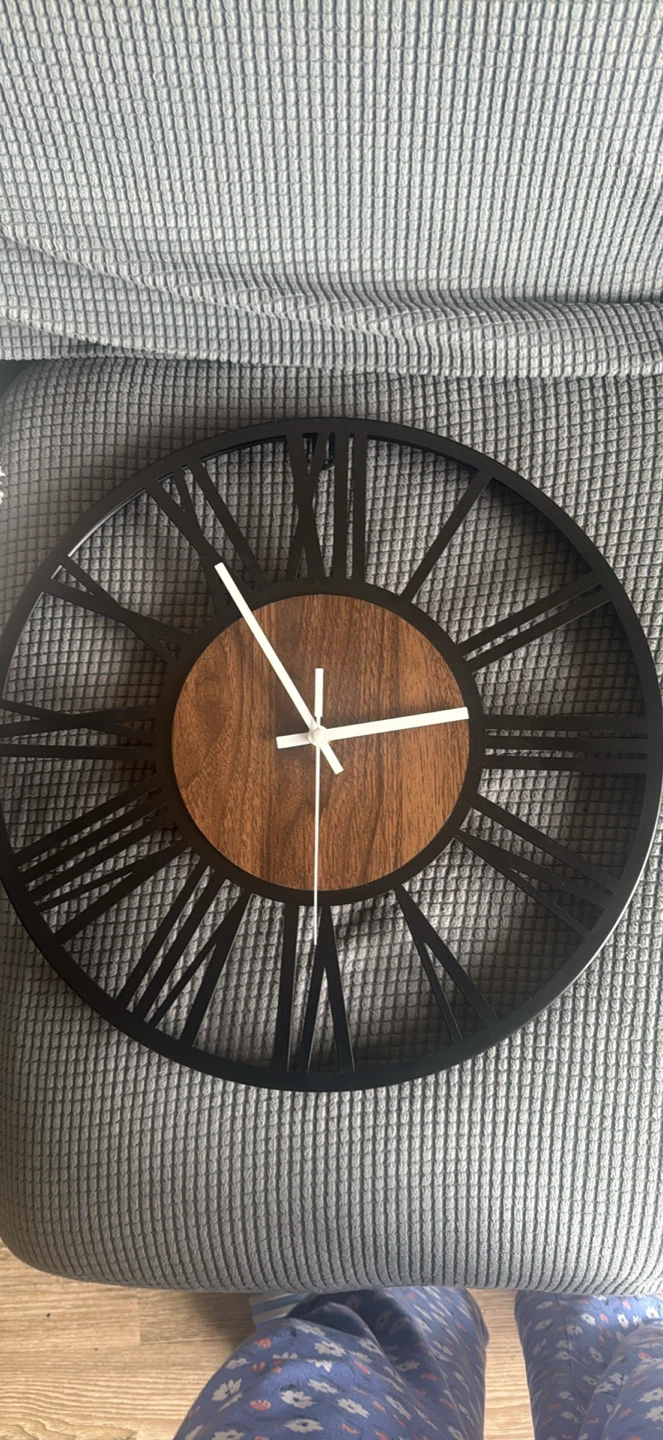Black Metal and Wood Roman Numeral Wall Clock - photo 2