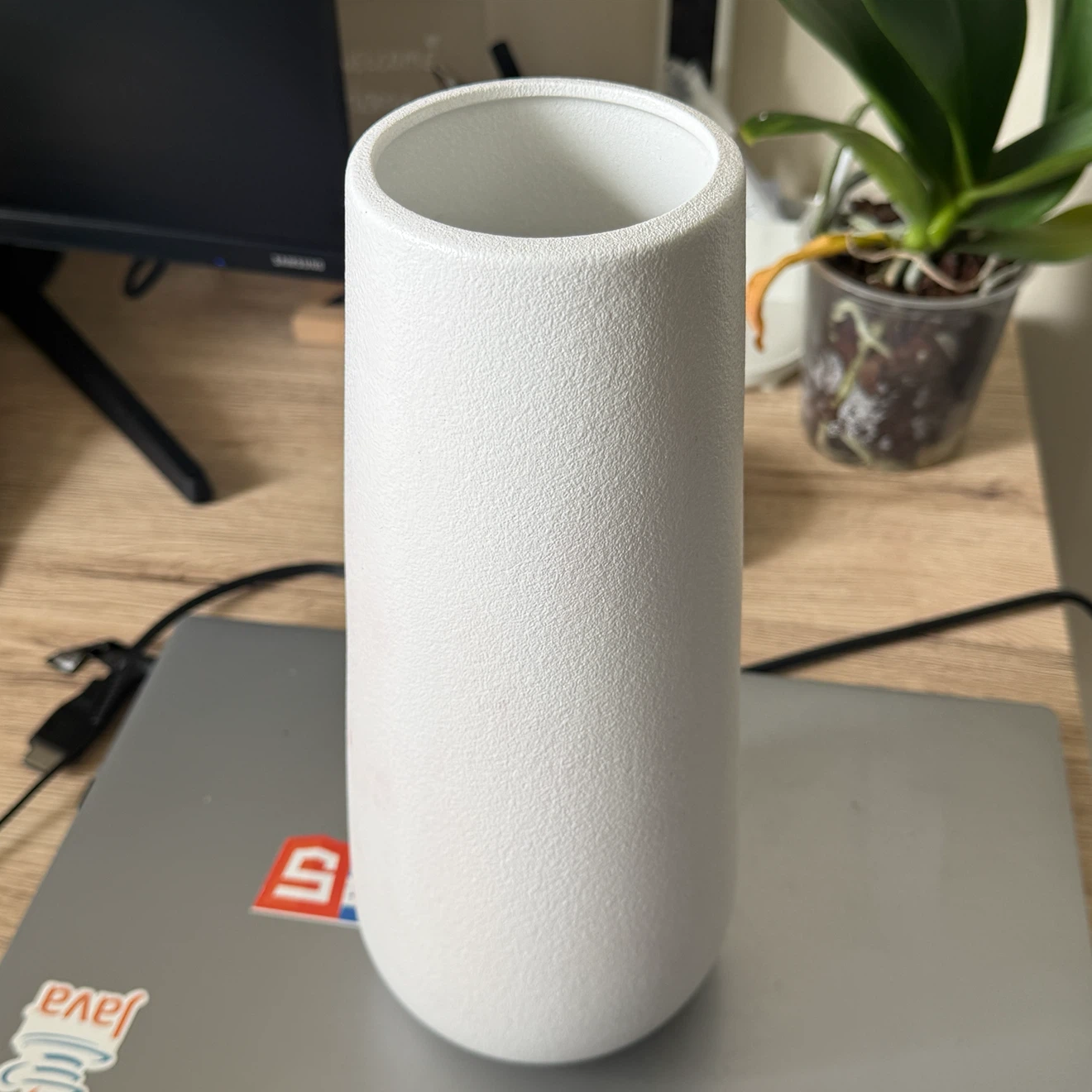 Minimalist white textured vase