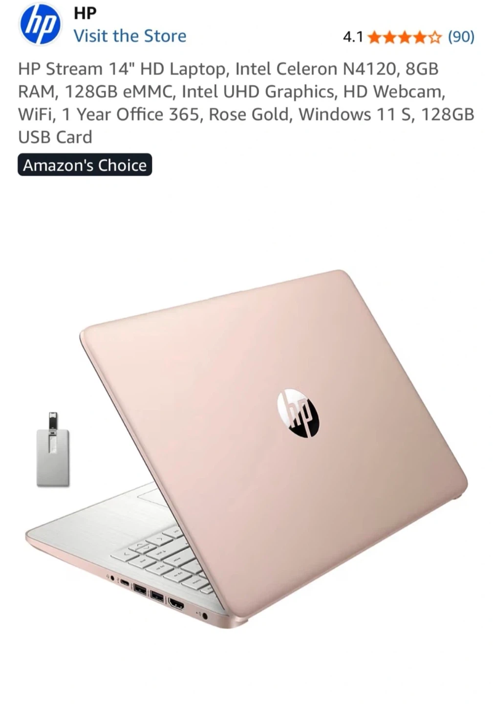 HP Stream 14-inch Laptop Rose Gold