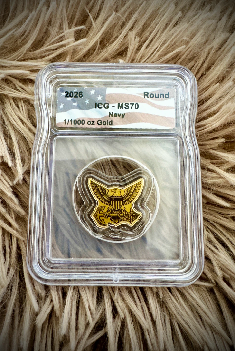 2026 ICG MS70 Navy 1/1000 oz Gold Round - photo 3