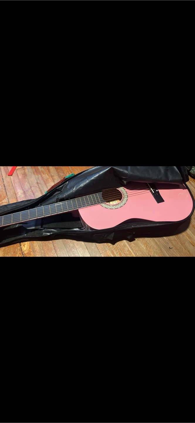 Pink Acoustic Guitar with Case