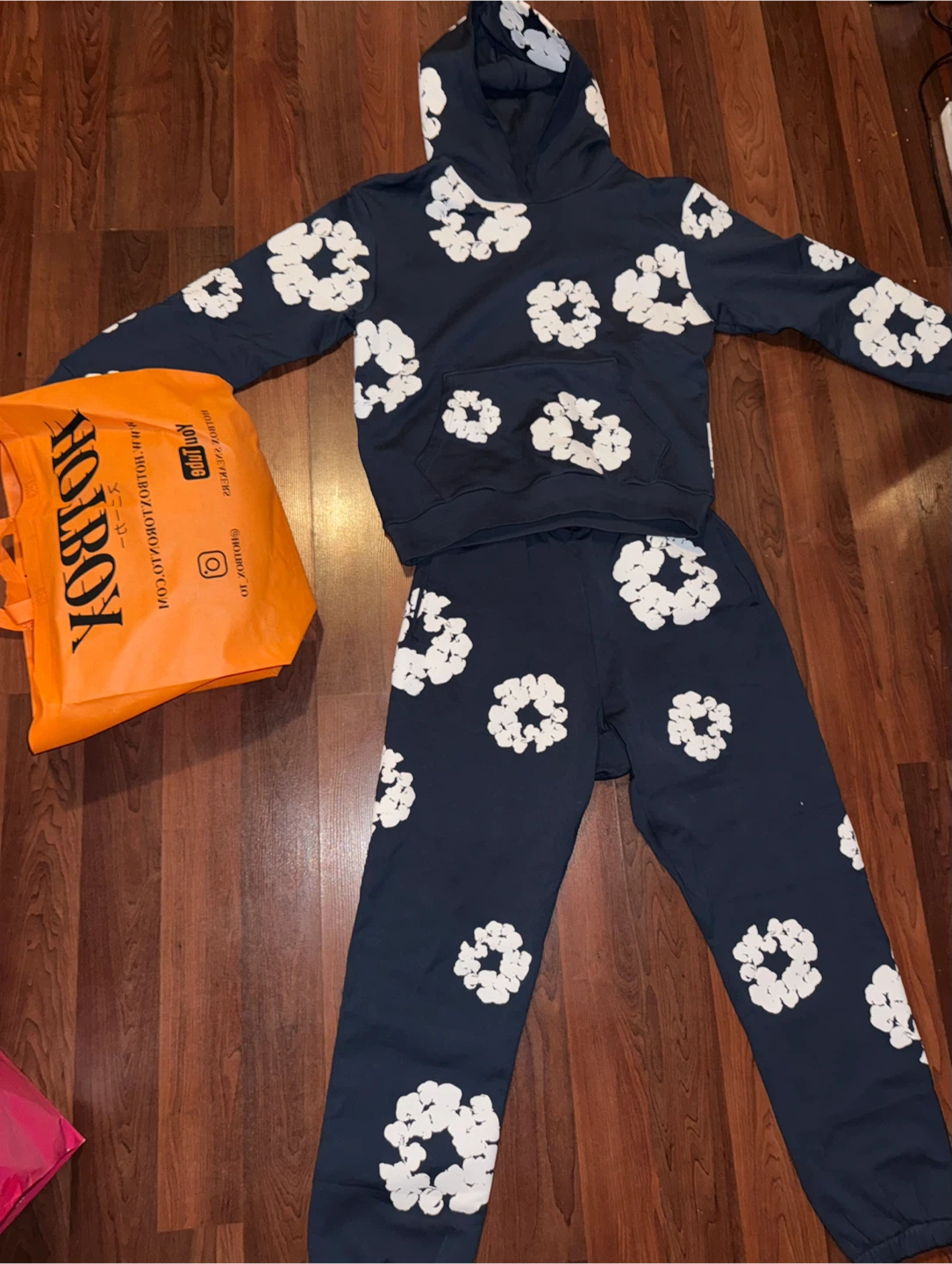 Denim Tears Cotton Wreath Navy Blue Tracksuit 100% authentic