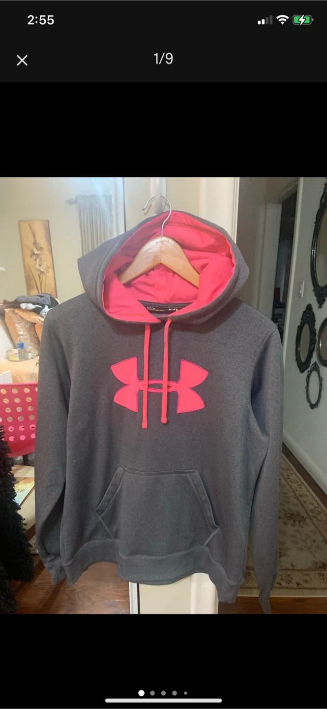 Under Armour Hoodie - Grey and Pink - Large