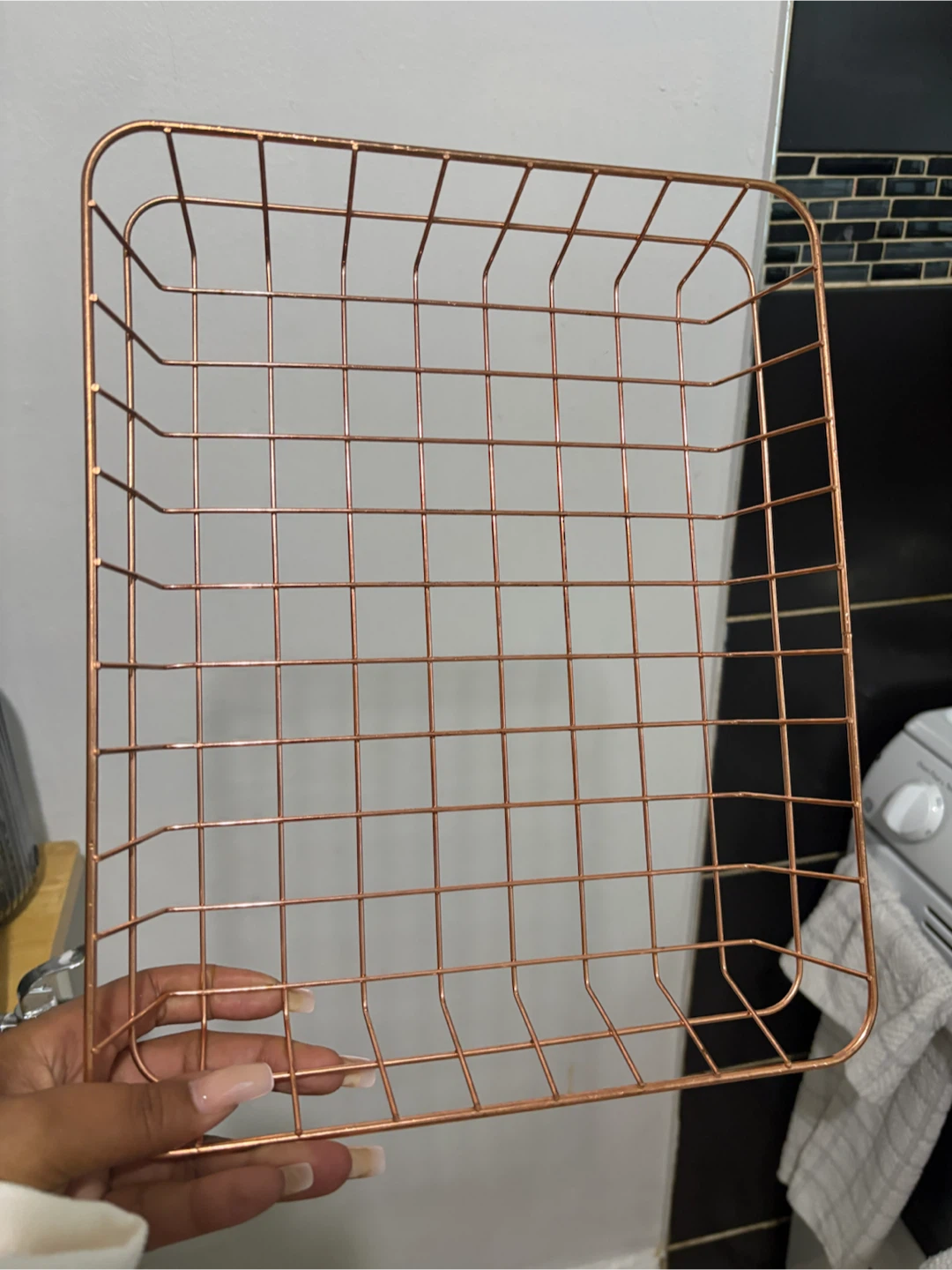 Rose Gold Metal Wire Storage Basket