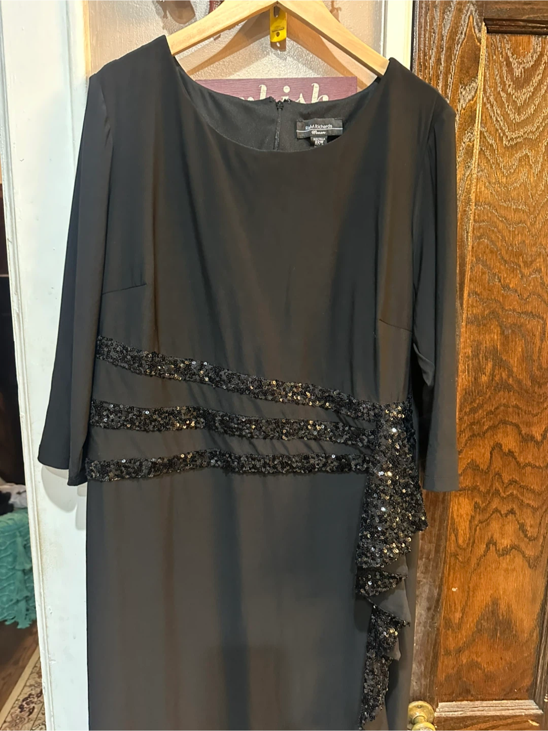 R&M Richards Black Sequin Dress Size 22W - photo 3