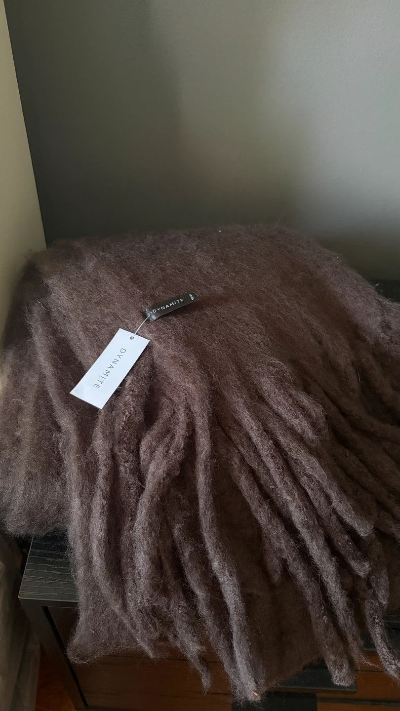 Dynamite Oversized Fringed Scarf - Brown