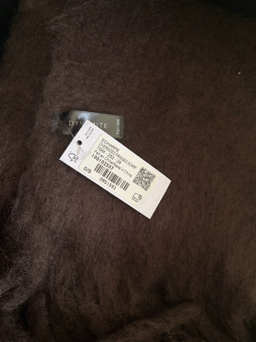 Dynamite Oversized Fringed Scarf - Brown - photo 3