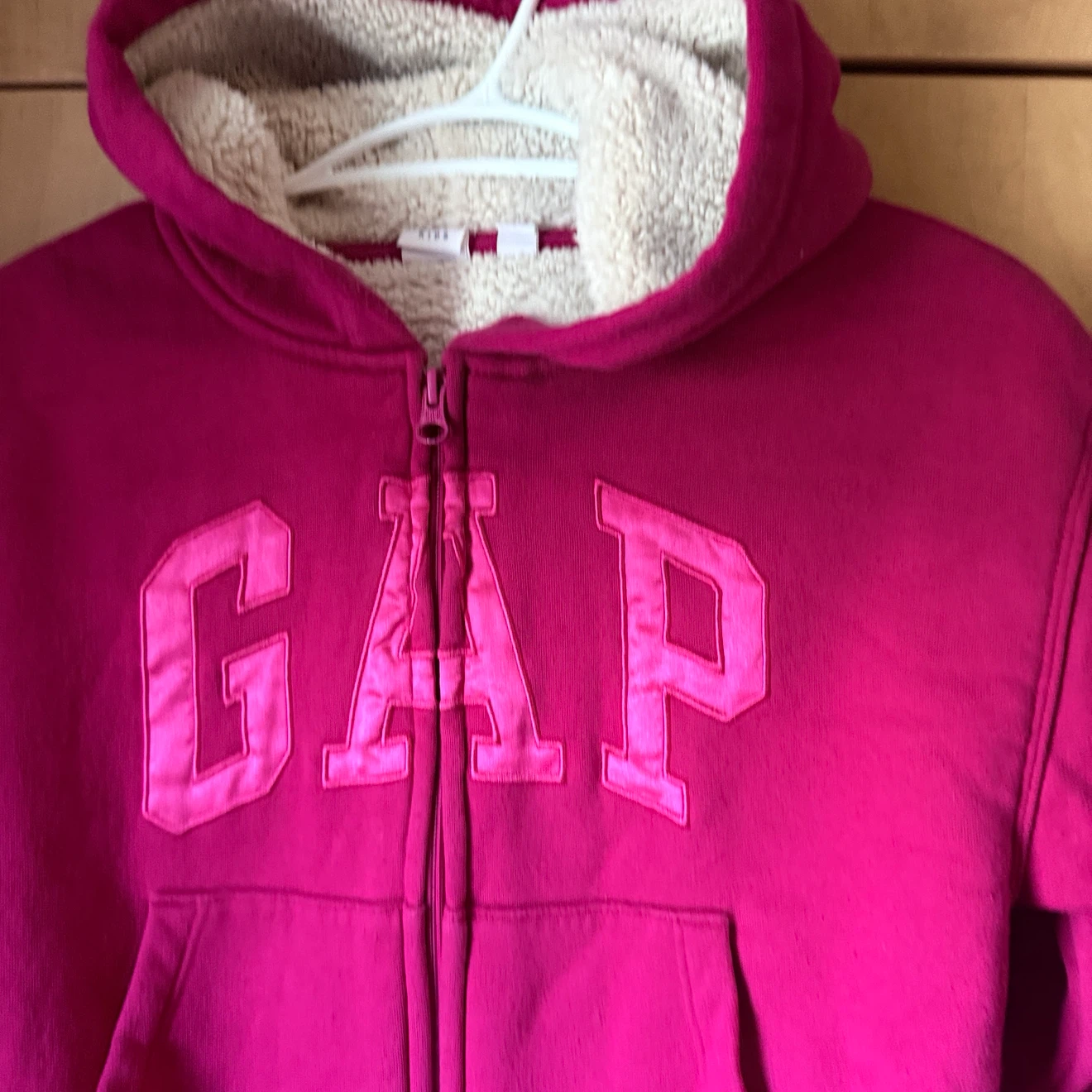 GAP Kids Sherpa-Lined Zip Hoodie, Pink, Size M (8)