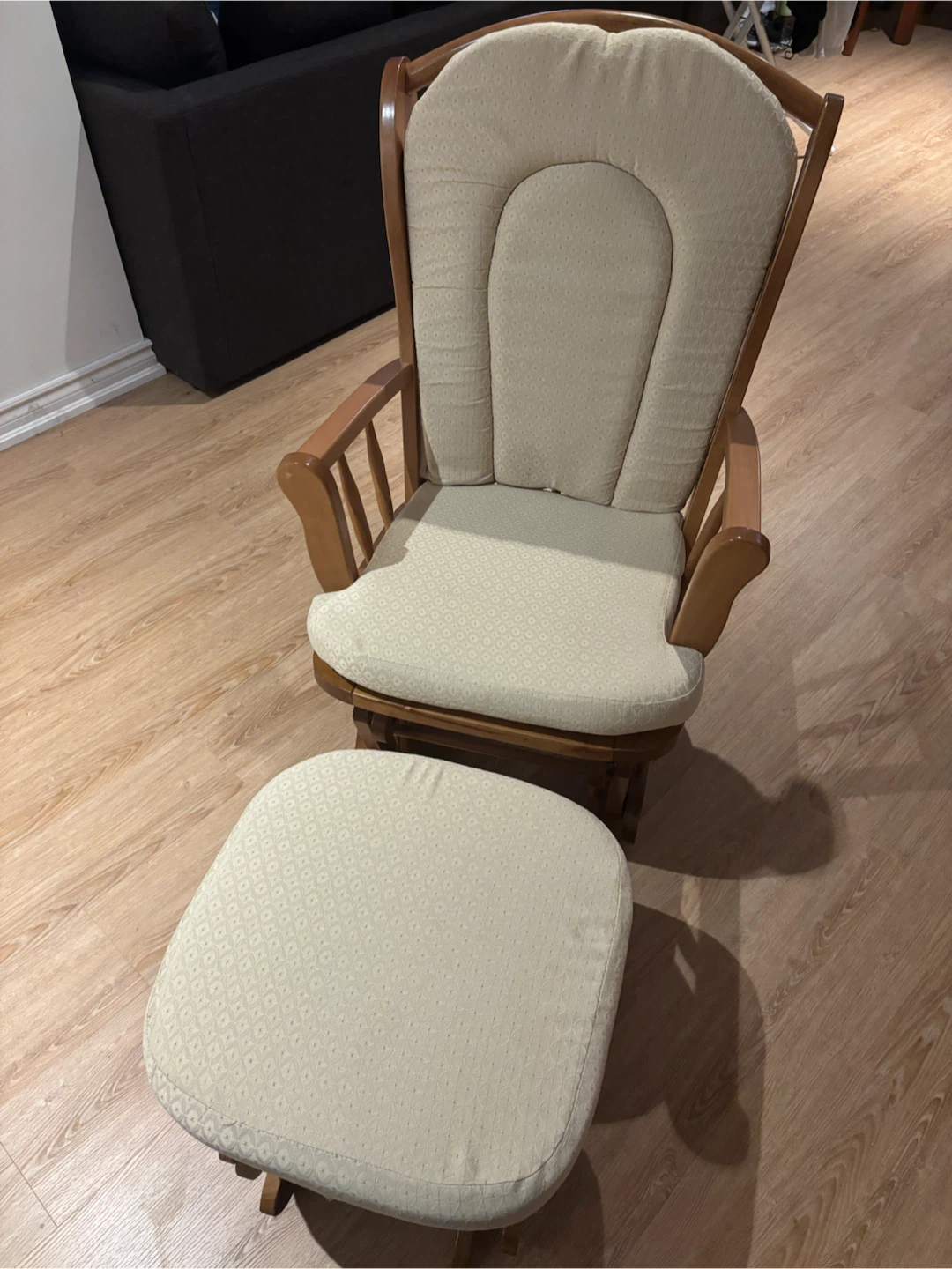 Wooden Glider Rocking Chair with Ottoman