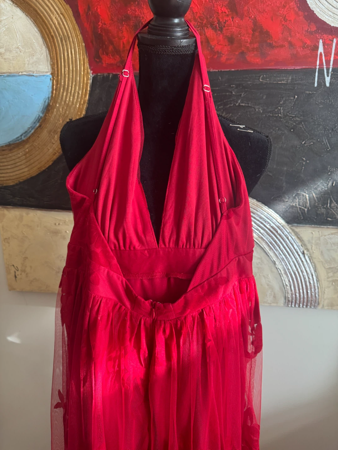 ❤️ Elegant Long Red Lace Dress – Luxxel, Size M - photo 2