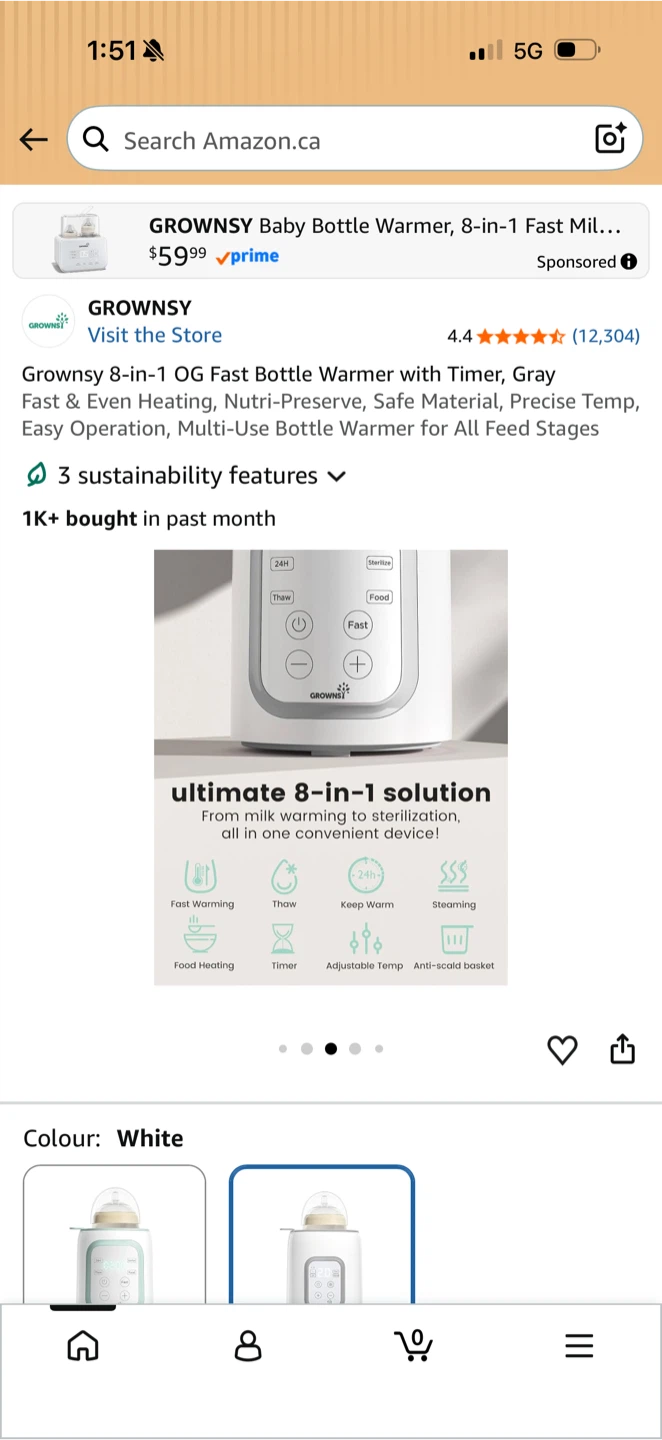 Grownsy 8-in-1 Baby Bottle Warmer