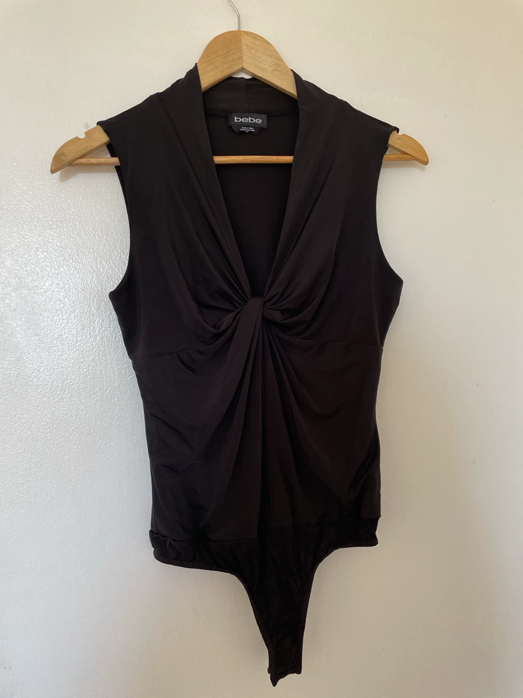 bebe Sleeveless Twist-Front Bodysuit - Black - photo 2