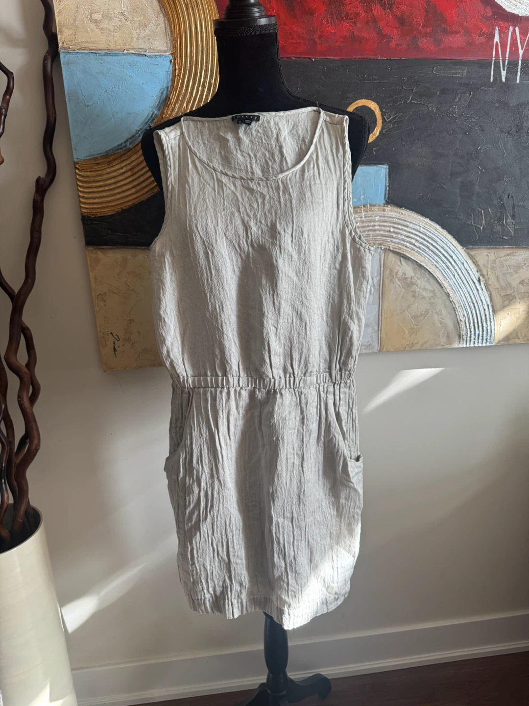 Theory Size 6 Neutral Gray/Taupe Dress – Pockets