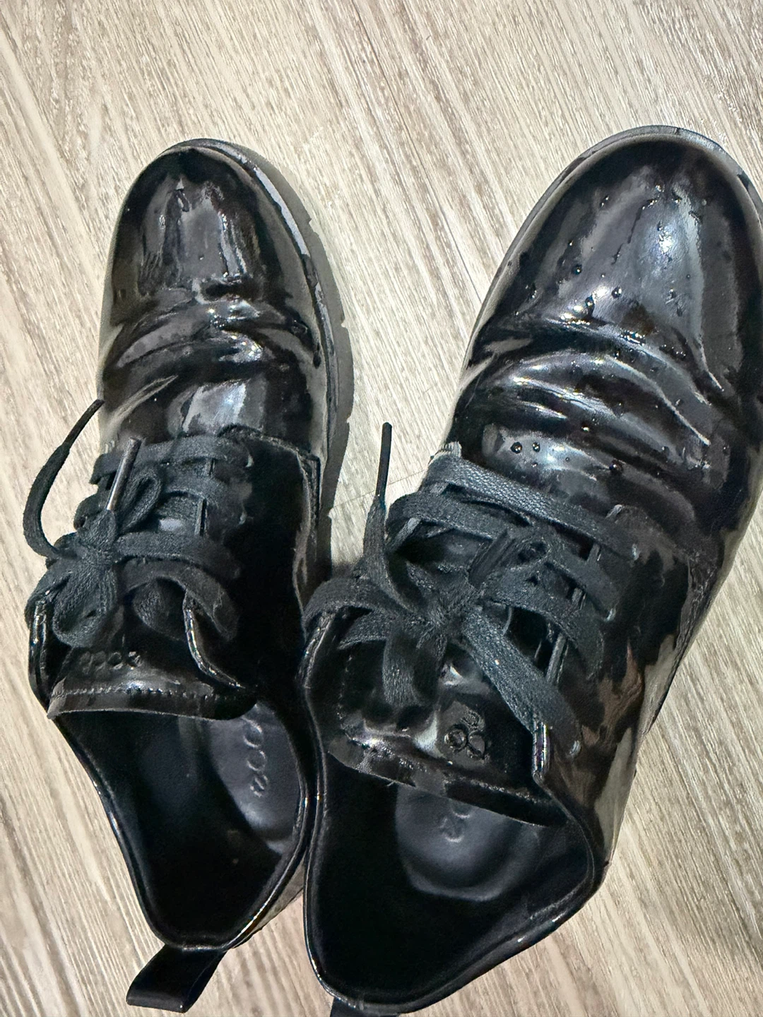 ECCO Black Patent Leather Lace-Up Shoes