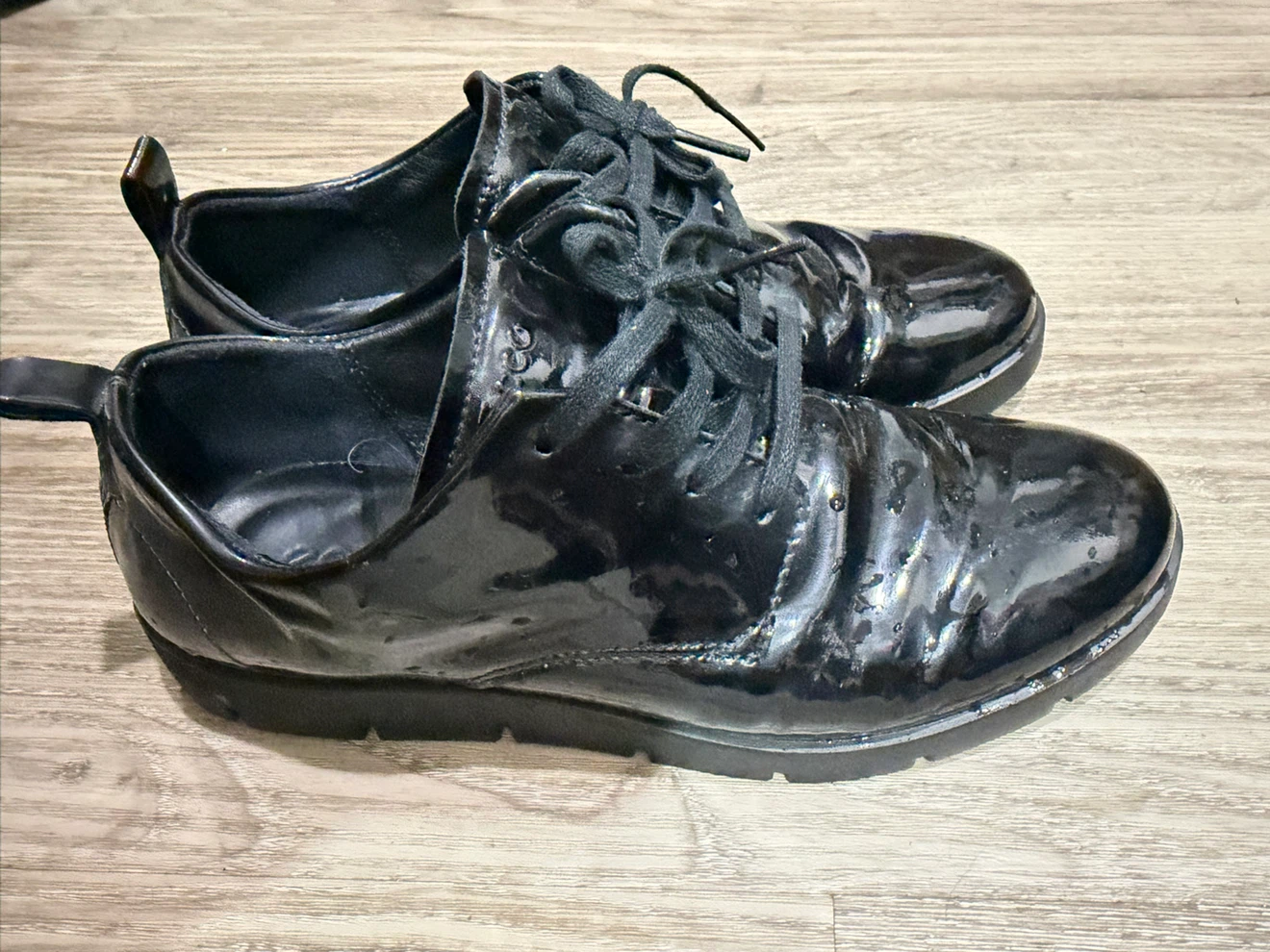 ECCO Black Patent Leather Lace-Up Shoes - photo 3