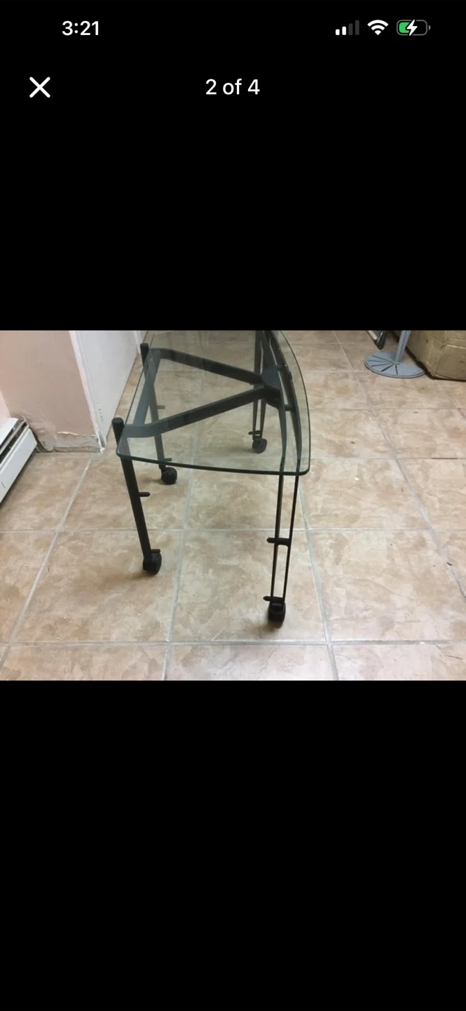 Glass Top Side Table with Casters - photo 2