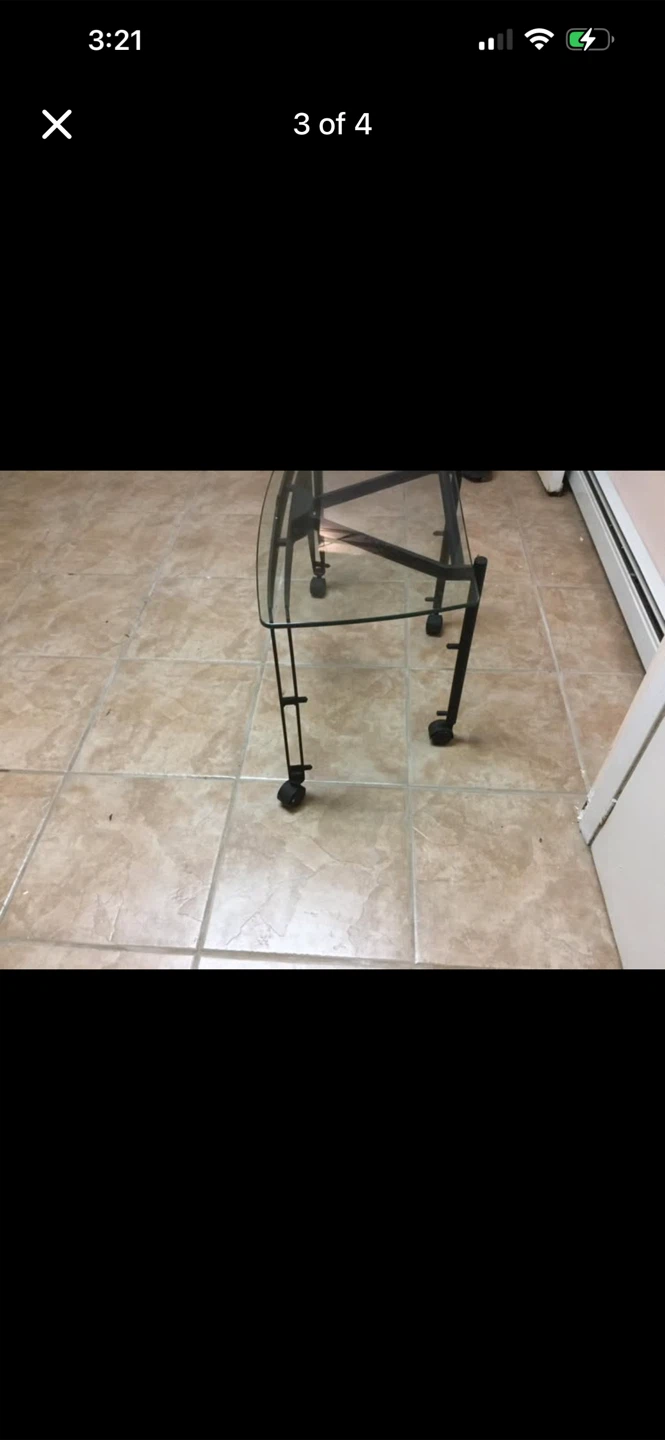 Glass Top Side Table with Casters - photo 3