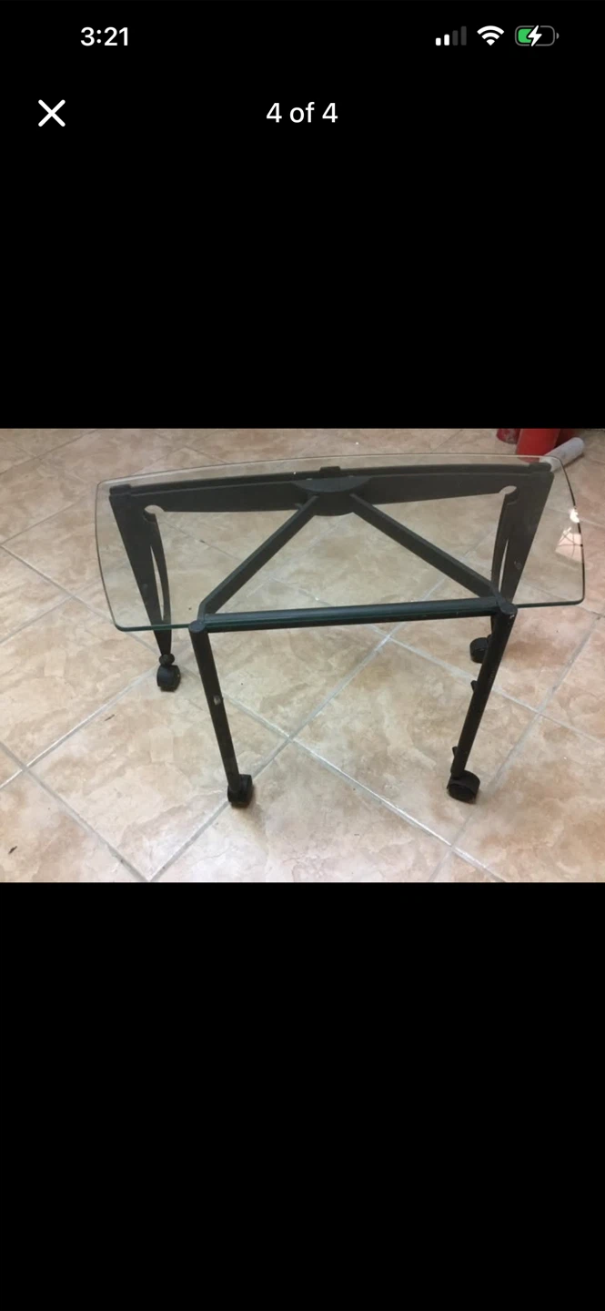 Glass Top Side Table with Casters - photo 4