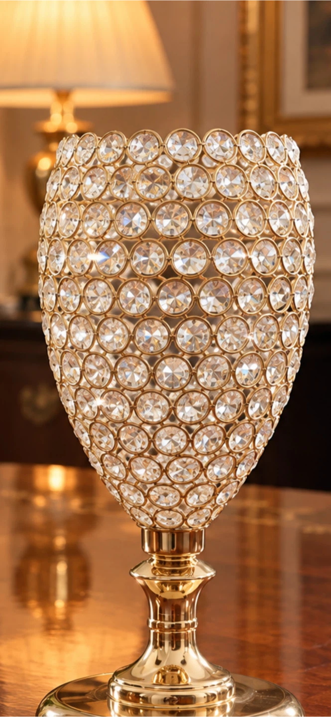 Gold and Crystal Beaded Decorative Vase - photo 2