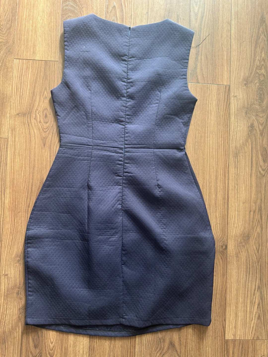 💙 Flattering Navy Blue Textured Dress – Chic & Versatile