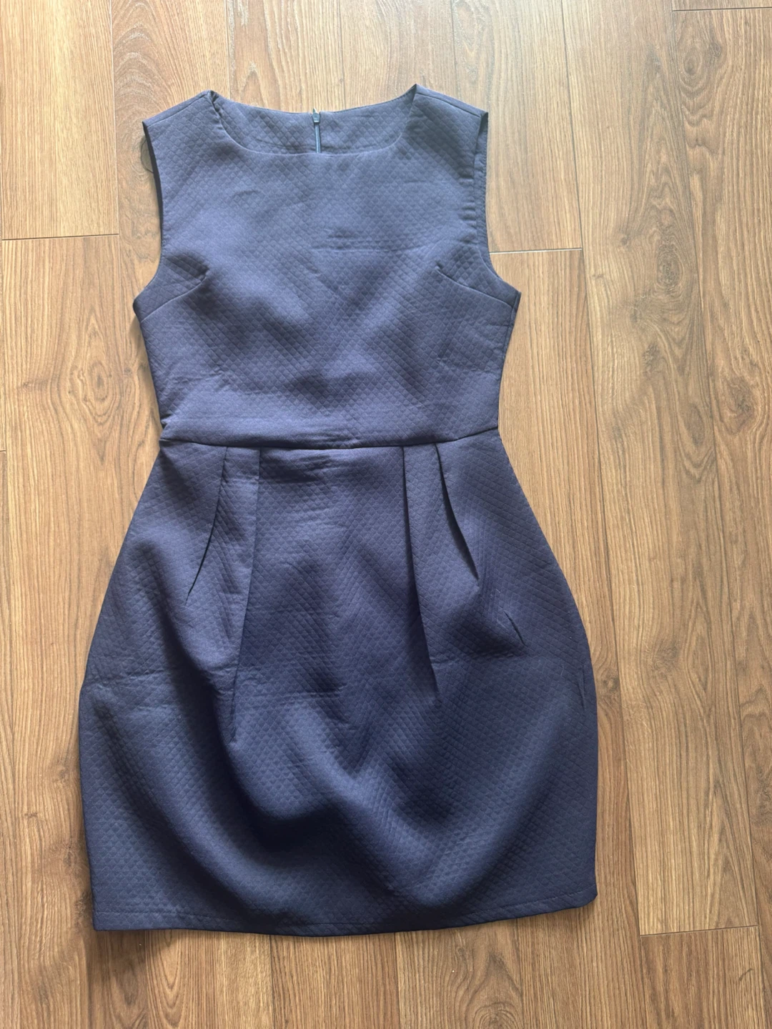 💙 Flattering Navy Blue Textured Dress – Chic & Versatile - photo 2