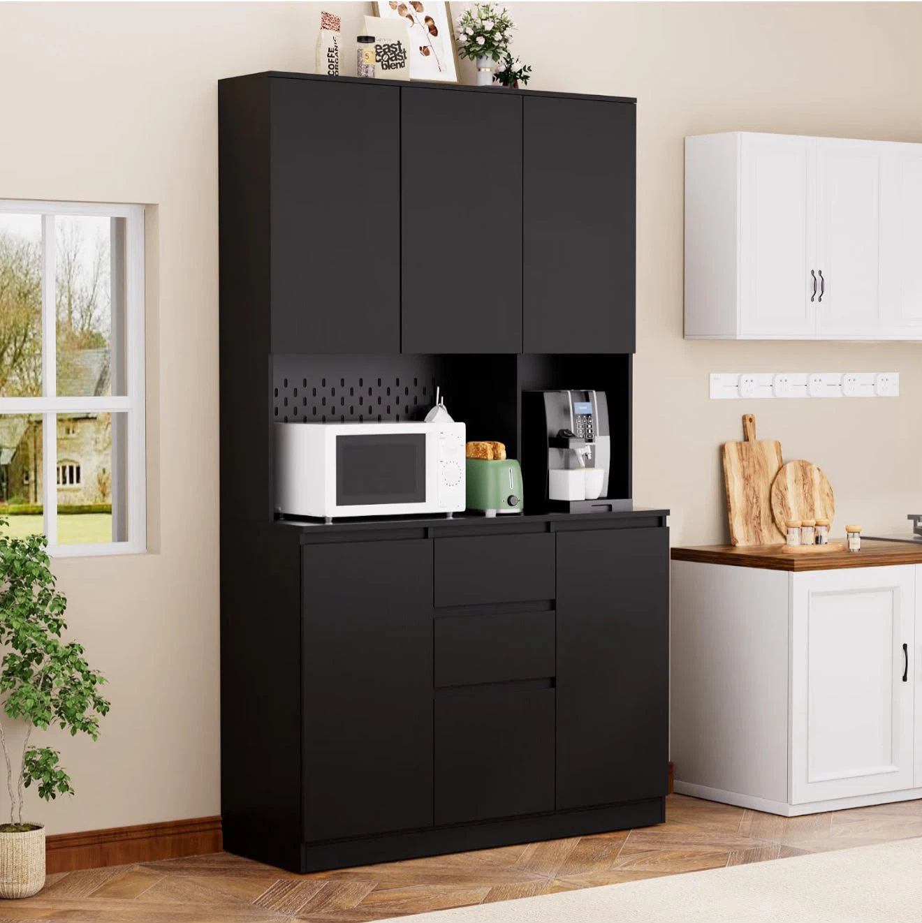 Black Kitchen Storage Pantry Cabinet