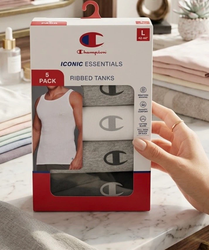 Champion Iconic Essentials Ribbed Tank Tops 5-Pack