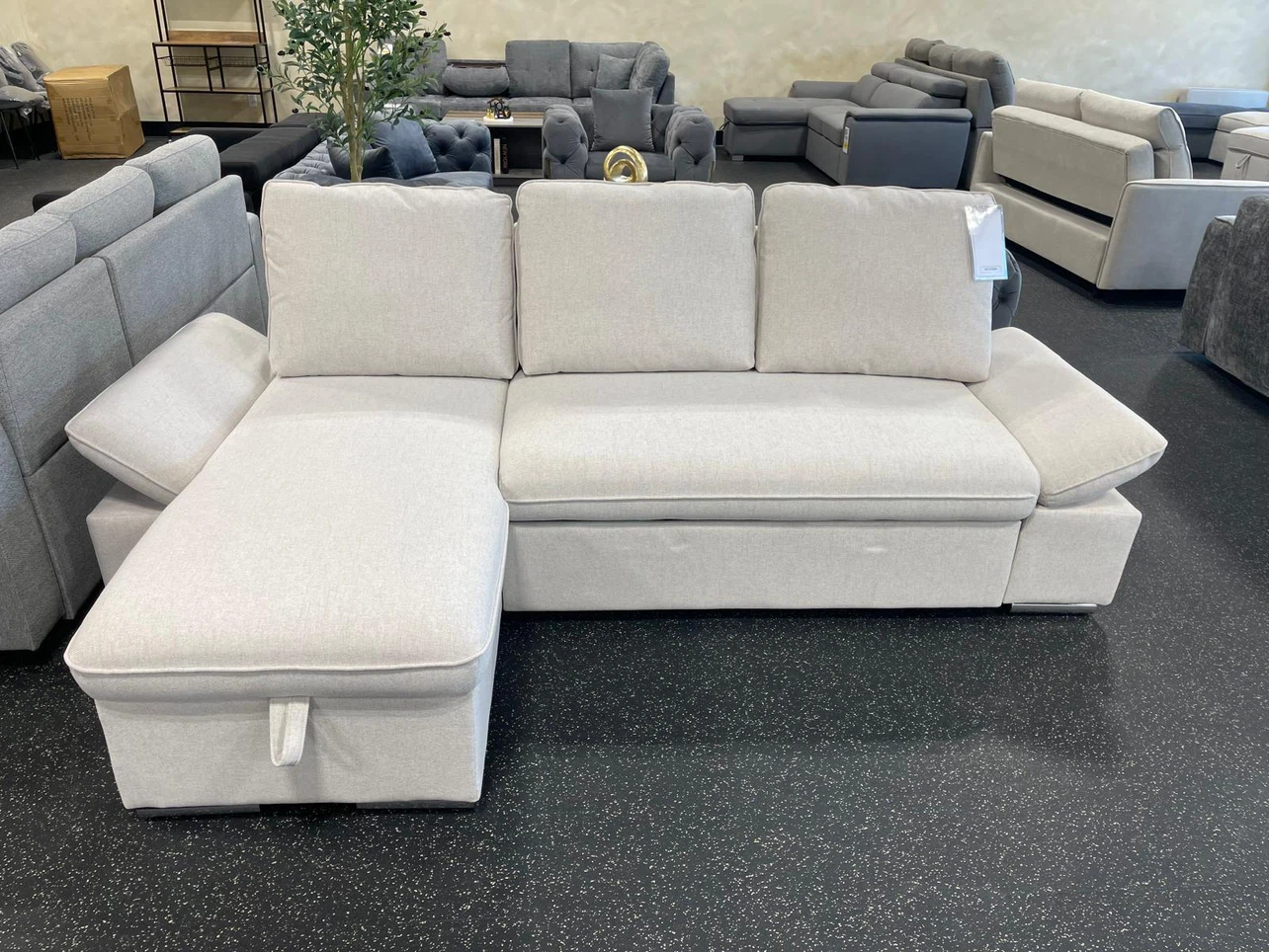 Cream Beige Sleeper Sectional – Pullout Bed + Storage | SALE - photo 2