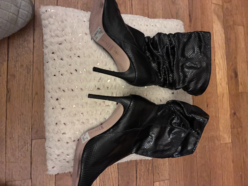 Schutz Black Snake Print Slouchy Stiletto Boots - photo 4