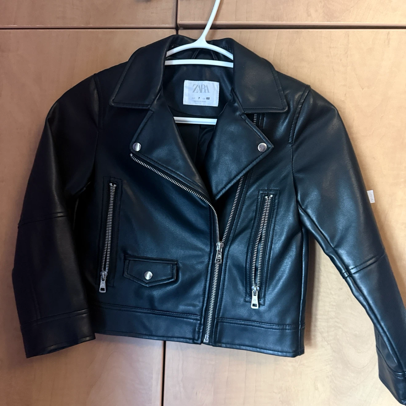 Zara Kids Black Faux Leather Biker Jacket - photo 2