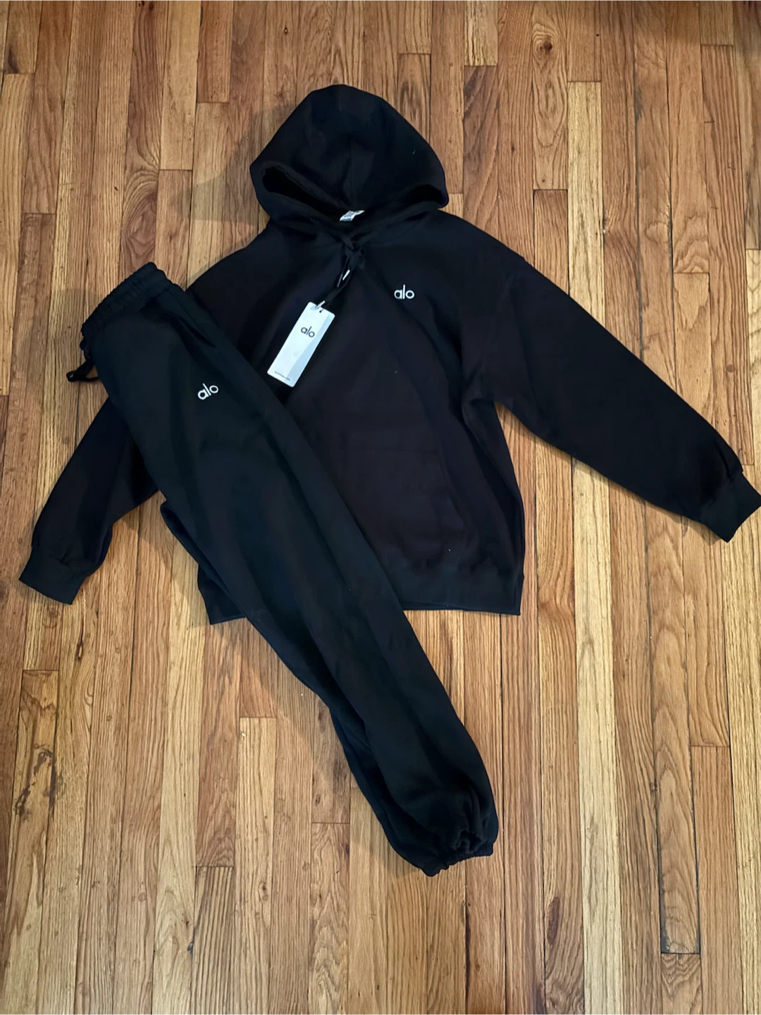Alo Yoga Black Hoodie and Sweatpants Set