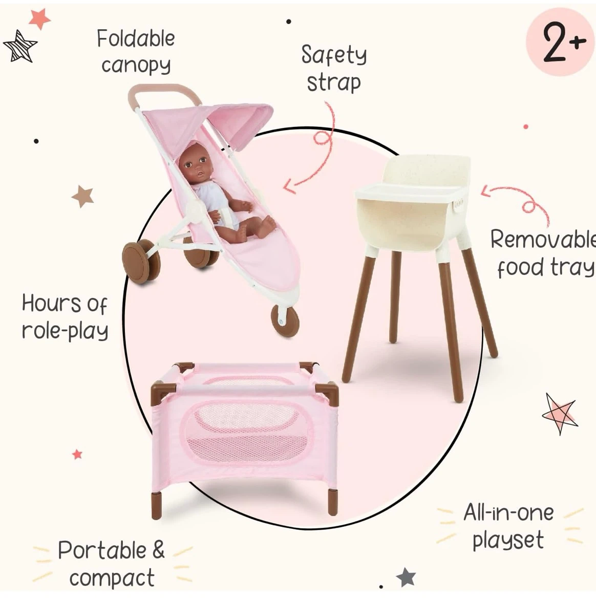 3-Piece Doll Nursery Playset - photo 2