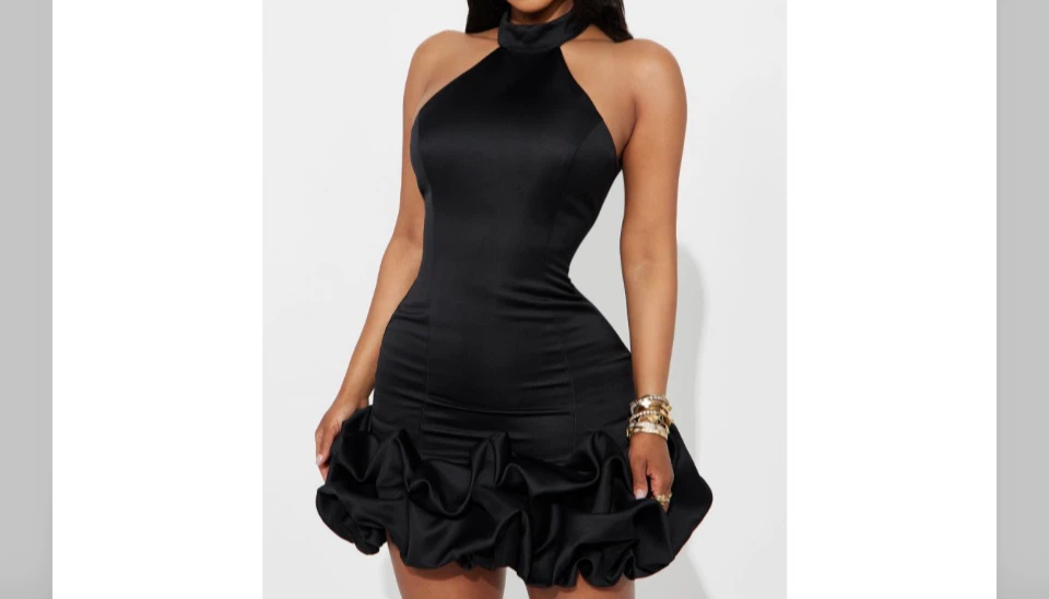 Fashion Nova Sienna Satin Mini Dress Black 1X