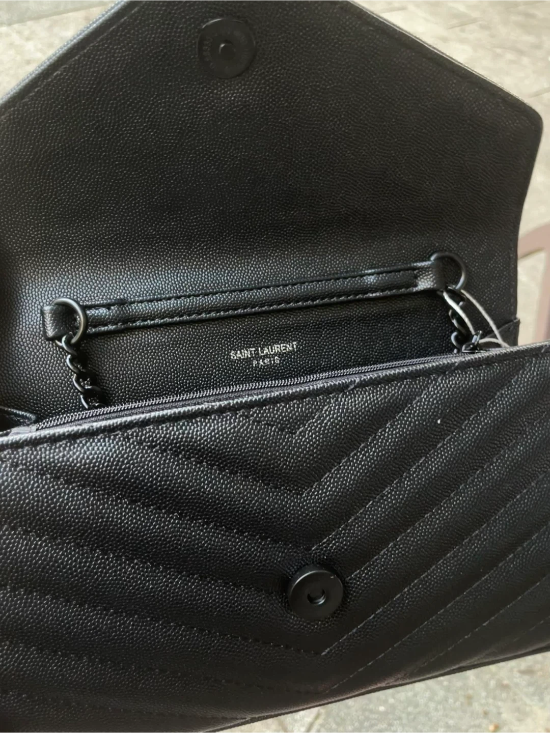 Saint Laurent YSL Black Envelope Chain Wallet - photo 2