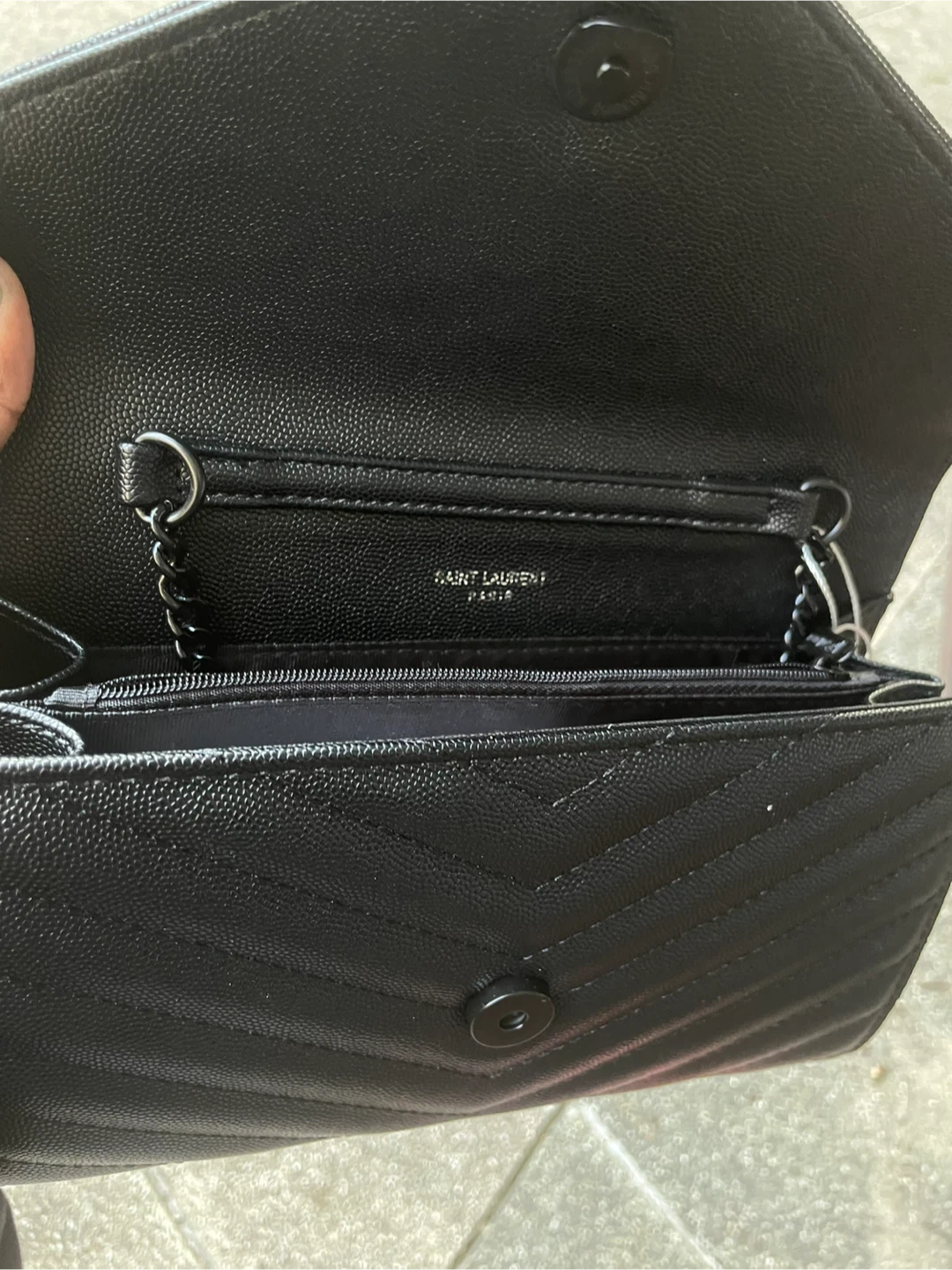 Saint Laurent YSL Black Envelope Chain Wallet - photo 3