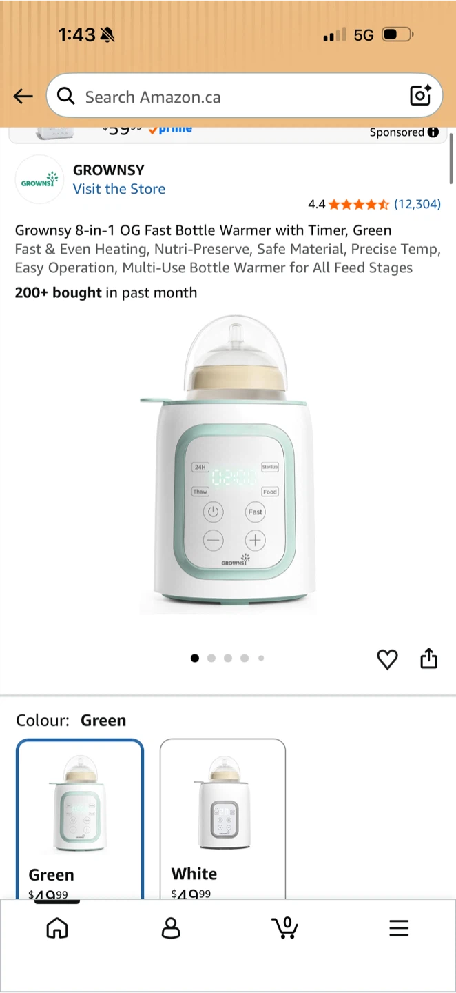 Grownsy 8-in-1 Baby Bottle Warmer