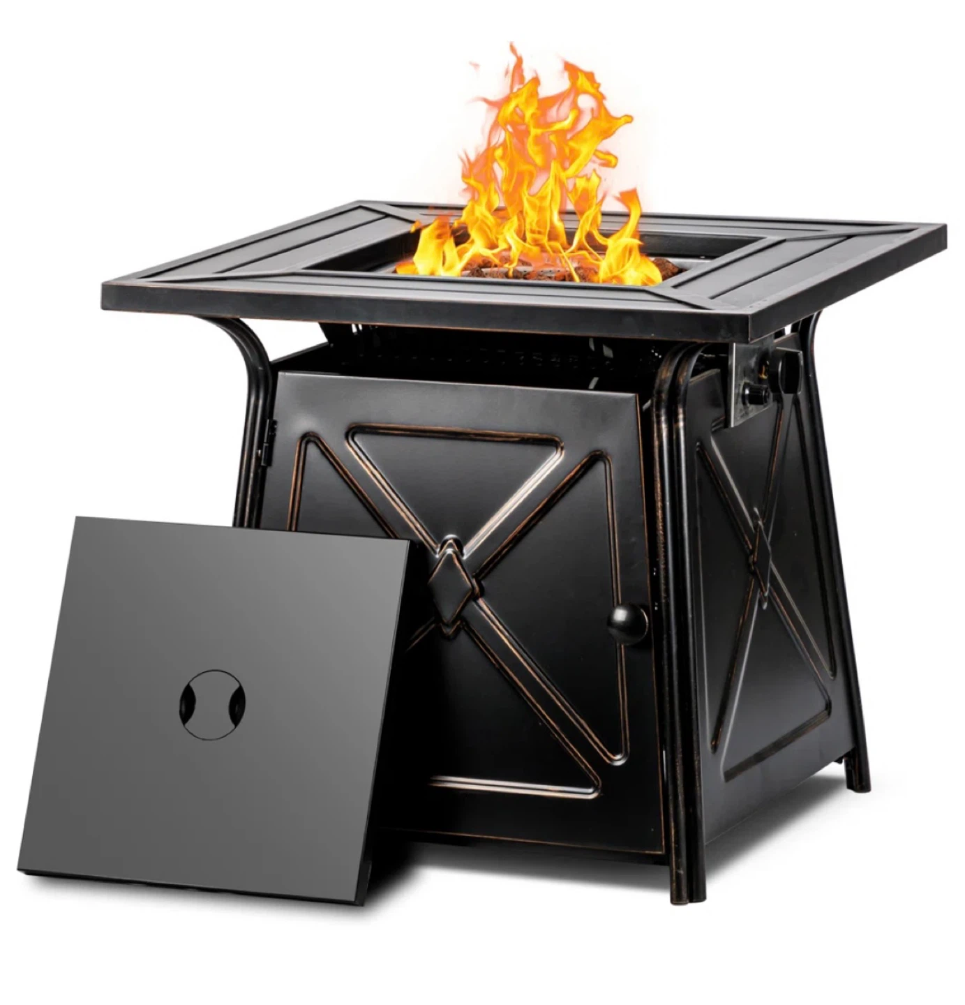 28 Inch Black Steel Gas Fire Pit Table - photo 3