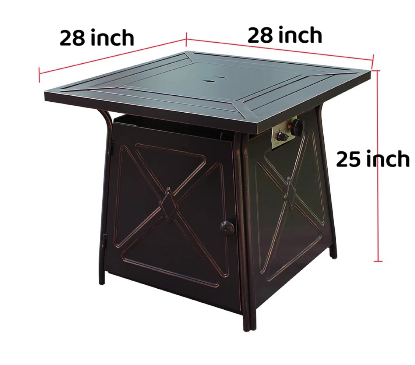 28 Inch Black Steel Gas Fire Pit Table - photo 2