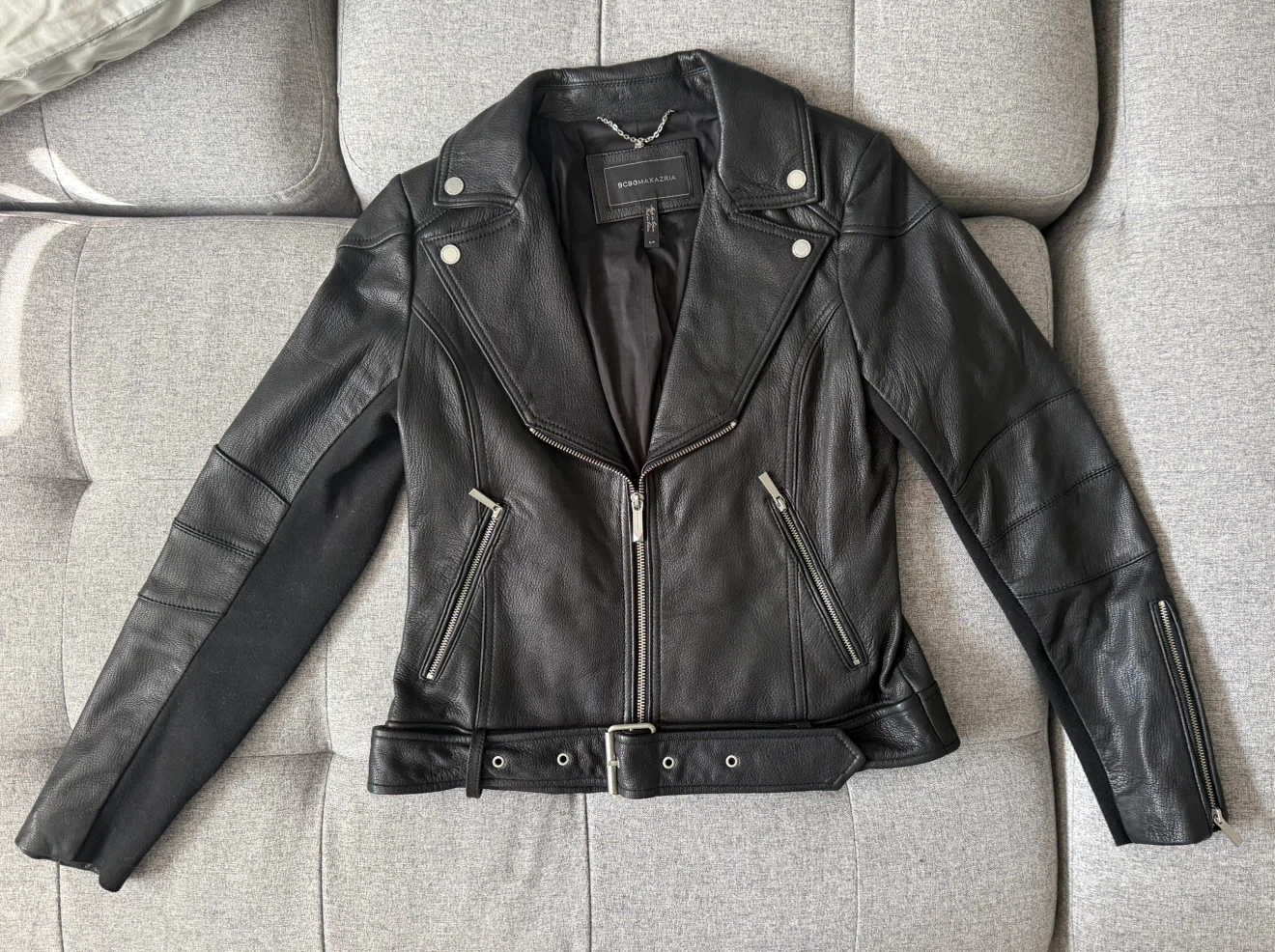 BCBGMAXAZRIA Black Leather Moto Jacket