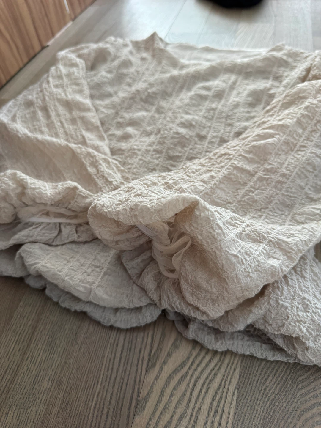 size S Cream textured long-sleeve top - photo 2