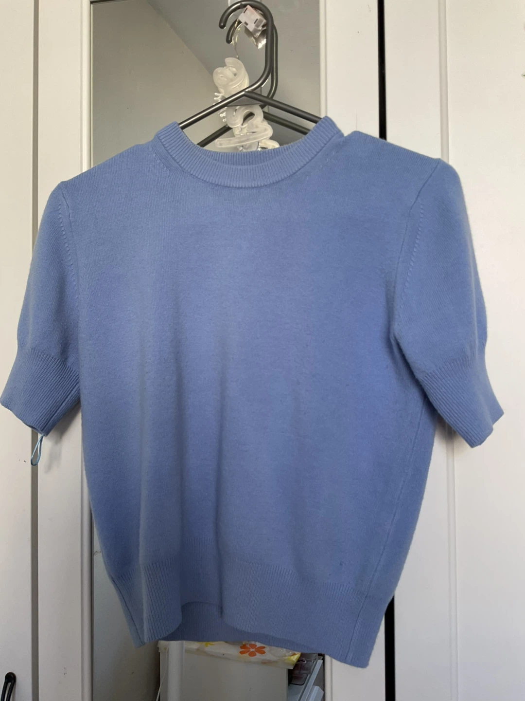 Aritzia Blue Short Sleeve Sweater