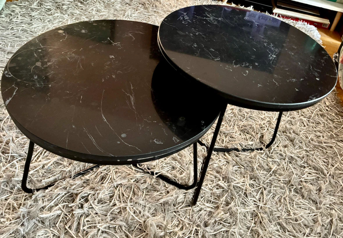 2 Marble Top nesting side tables
