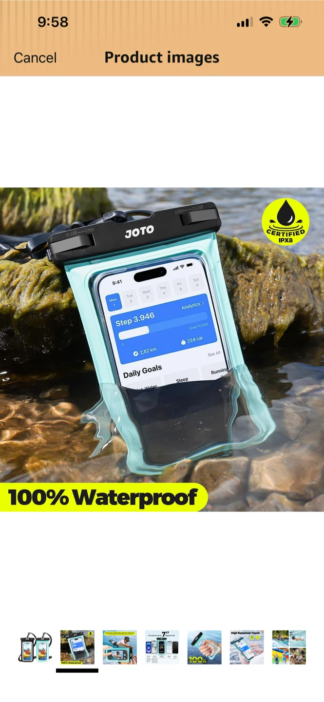 JOTO IPX8 Waterproof Phone Pouches (2 Pack)
