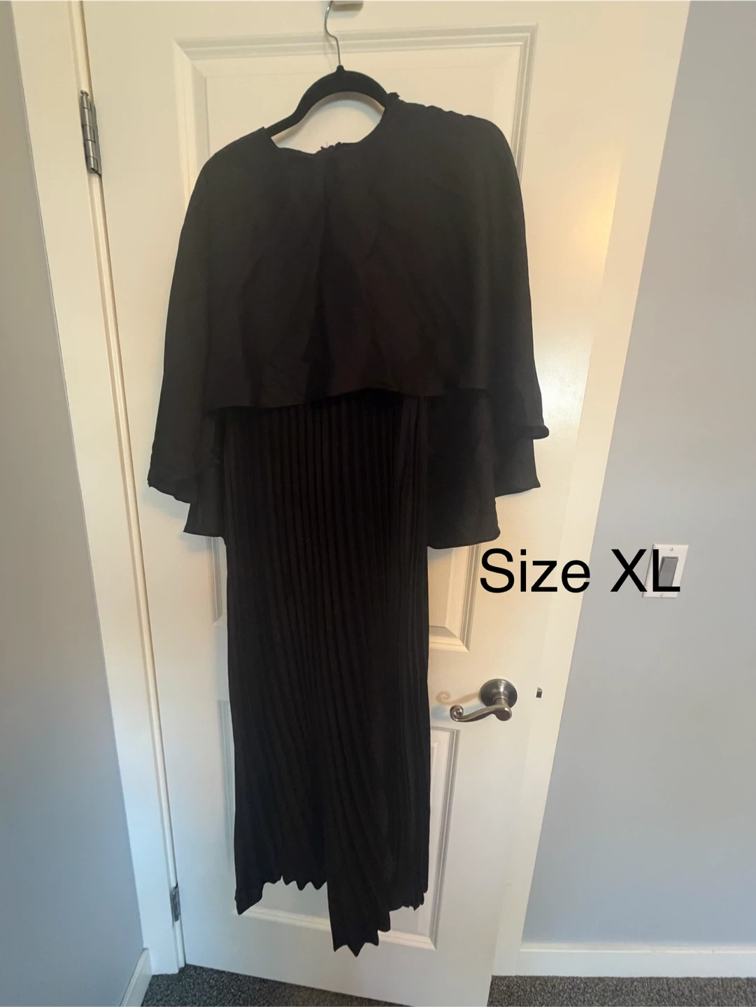 Black Pleated Cape Style Dress