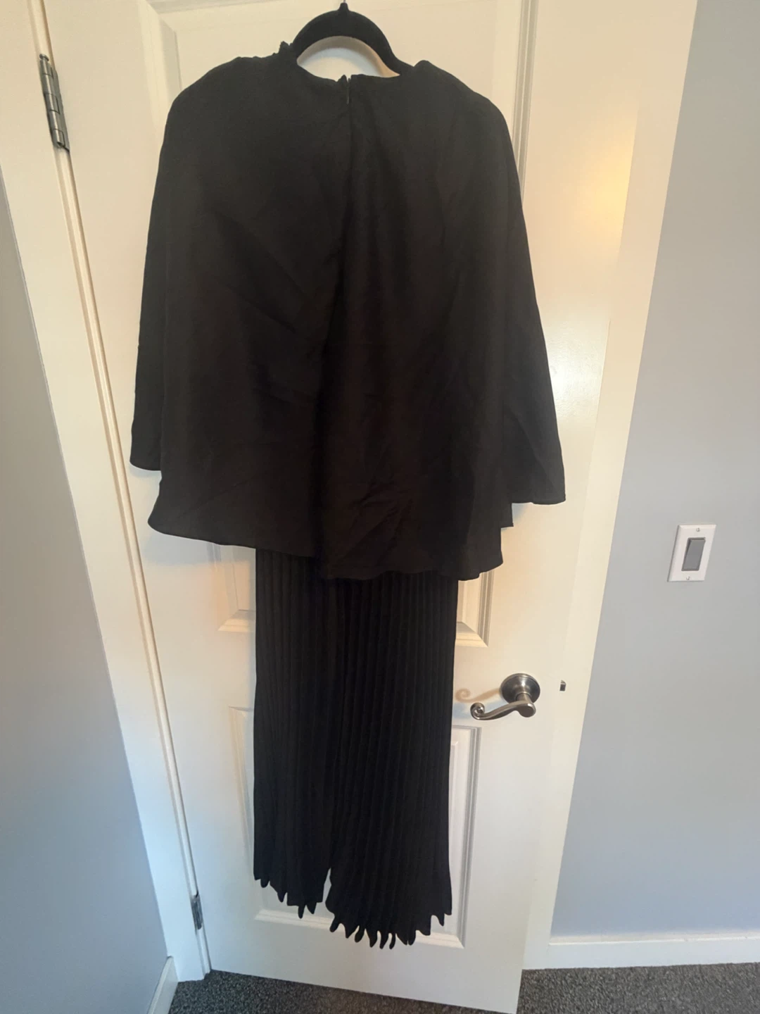 Black Pleated Cape Style Dress - photo 2