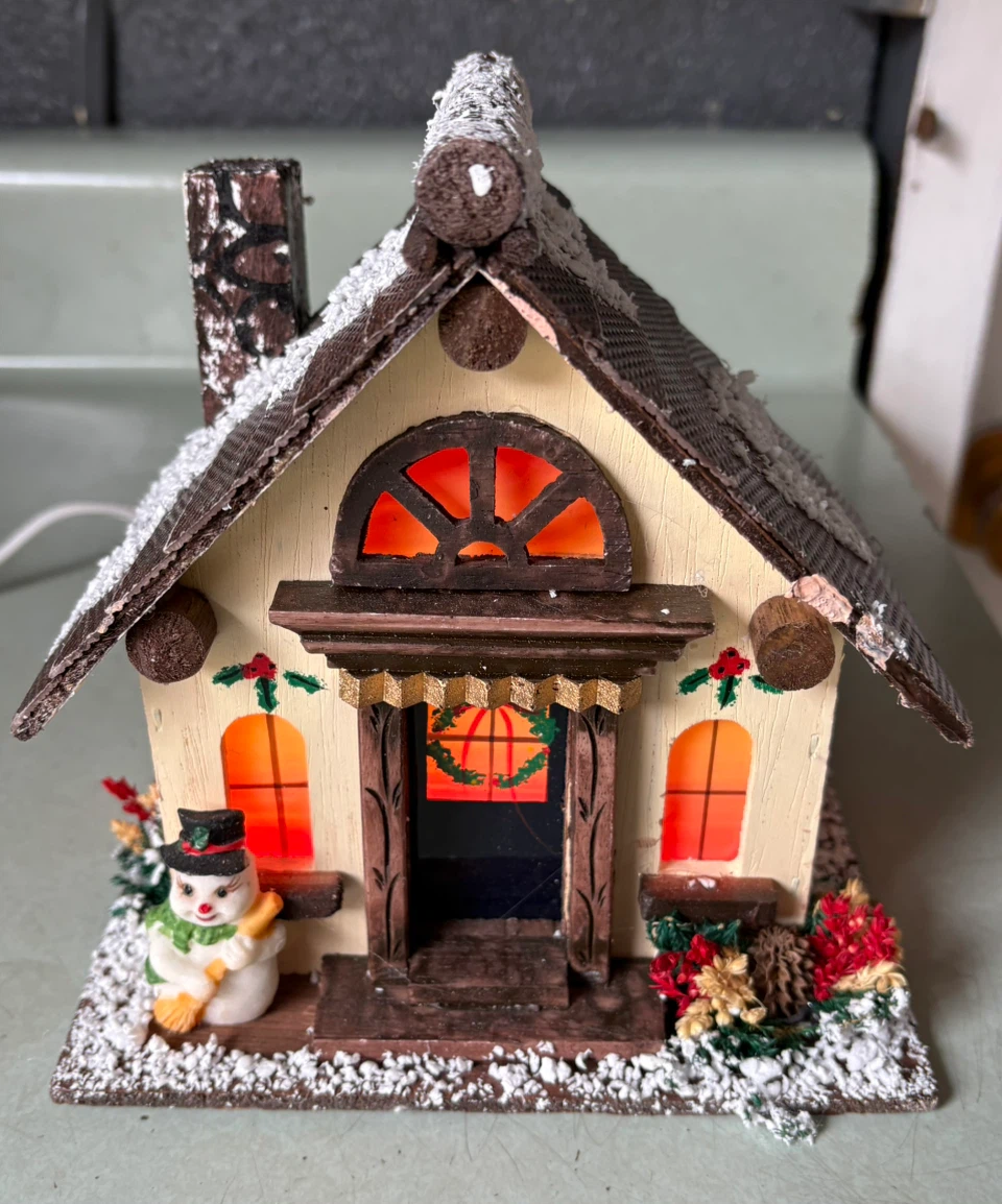 Lighted Christmas Village Cabin Decoration